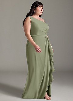 Azazie Liza Bridesmaid Dresses Pistachio Mermaid One Shoulder Chiffon Dress image9