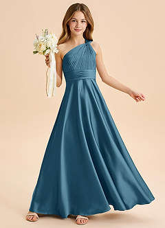 Azazie Charlize Junior Klä av A-Line i Stretch Satin Plisserad image1