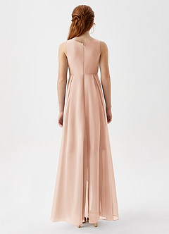 Azazie Lizette Junior Vestido de Rosa Inglesa de Gasa de Corte en A con Plisado image6