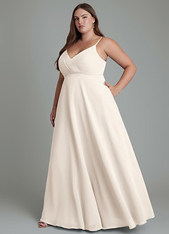 Azazie Amani Bridesmaid Dresses White Alabaster A-Line Pleated Chiffon Dress image4