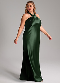 Azazie Doretta Bridesmaid Dresses Eucalyptus Mermaid Bow Metallic Satin Dress image10