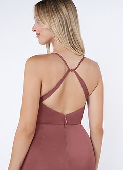 Azazie Kalea Final Sale Desert Rose Mermaid Pleated Mesh Dress image6
