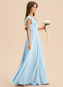 Azazie Anysa Junior Robe Trapèze en Mousseline de soie Rayé Bleu Ciel image4