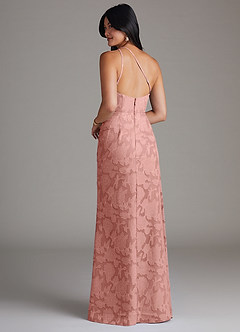 Azazie Mika Brautjungfernkleider Etui One-Shoulder Blumen-Burnout Kleid Rosettenrosa image4