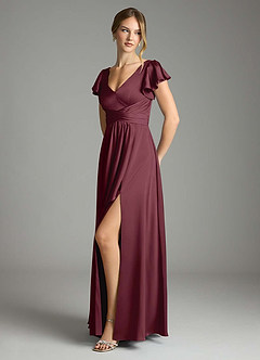 Azazie Omari Przymierzanie sukienek w domu Linia A Satyna elastyczna Do ziemi Sukienka image4