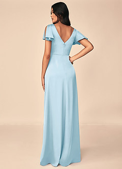 Azazie Soren Brautjungfernkleider A-Linie Plissee Stretch-Satin Kleid Himmelblau image2