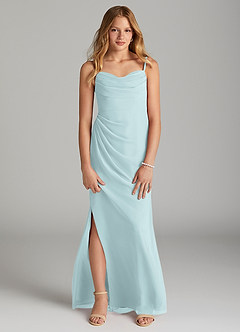 Azazie Mai Junior Mist Sheath Pleated Chiffon Dress image1