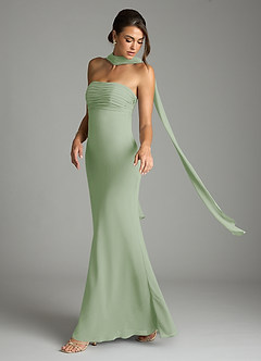 Azazie Saylor Brudtärnklänningar Klä av Sjöjungfru i Chiffong Axelbandslös Dusty Sage image8