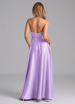 Azazie Tessie Bridesmaid Dresses Lilac A-Line Pleated Stretch Satin Dress image2