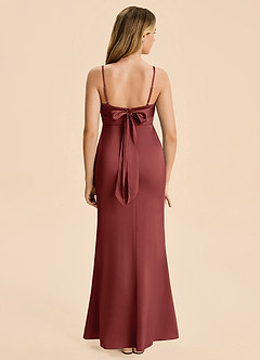 Azazie Mia Junior Terracotta Mermaid Pleated Stretch Satin Dress image2