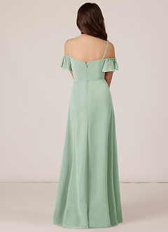 Azazie Juna Junior Agave A-Line Off the Shoulder Chiffon Dress image2