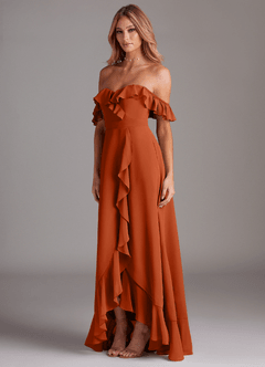 Azazie Lyra Robes de demoiselle d'honneur Robe Trapèze Convertible en Mousseline de soie Orange Brûlée image5