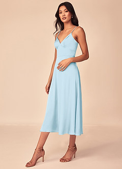 Azazie Dottie Bridesmaid Dresses Sky Blue A-Line Stretch Satin Dress image4