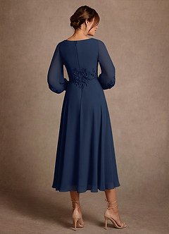 Azazie Ana Klänningar till brudens mor Klä A-Line i Chiffong Spets Mörk Marinblå image3