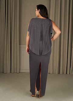Azazie Aspyn Mère de la mariée Robes Robe Fourreau en Maille Perlé Gris Acier image12