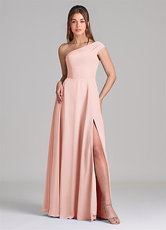 Azazie Melanie Final Sale Dusty Blue A-Line Off the Shoulder Chiffon Dress image3