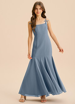 Azazie Evey Junior Abito Sirena in Chiffon Plissettato Crepuscolo image3