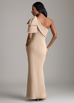 Azazie Yuanna Bridesmaid Dresses Taupe Mermaid One Shoulder Chiffon Dress image6