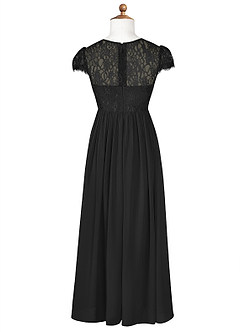 Azazie Delevingne Junior Black A-Line Lace Chiffon Dress image7