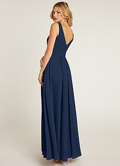 Azazie Pierrette Bridesmaid Dresses Dark Navy A-Line Pleated Chiffon Dress image4