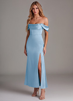 Azazie Saige Suknie dla druhen Syrena Zza ramienia Satyna elastyczna Długość kostki Sukienka image1