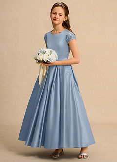 Azazie Bunny Girl vestidos de niña de las flores Vestido de Azul Polvoriento de Encaje de Princesa image6