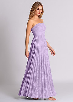Azazie Mariana Bridesmaid Dresses Lilac A-Line Strapless Floral Burnout Convertible Dress image6