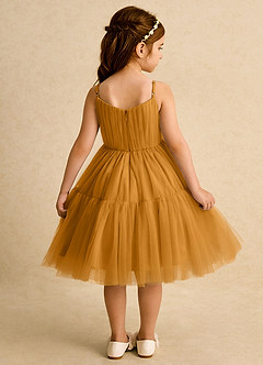 Azazie Osea Sukienki dla dziewczynek sypiących kwiaty Suknia balowa Pofałdowany Tiul Długość do kolan Sukienka image2