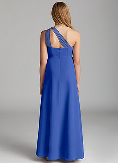Azazie Maive Junior Royal Blue A-Line Pleated Chiffon Dress image3