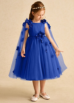 Azazie Staria Blumenmädchenkleider Ballkleid Gestreift Tüll Kleid Königsblau image7