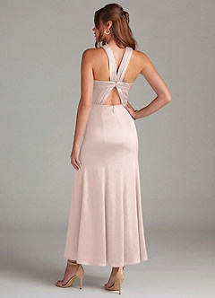 Azazie Rue Bridesmaid Dresses Blushing Pink Mermaid Pleated Stretch Satin Dress image6