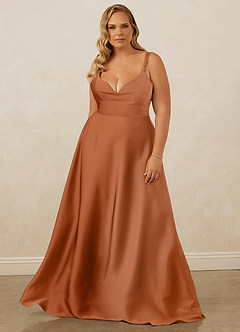 Christian Siriano Bridal for Azazie 1001 Bridesmaid Dresses Copper A-Line Sweetheart Neckline Stretch Satin Dress image11