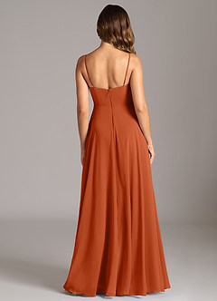 Azazie Amani Bridesmaid Dresses Burnt Orange A-Line Pleated Chiffon Dress image2