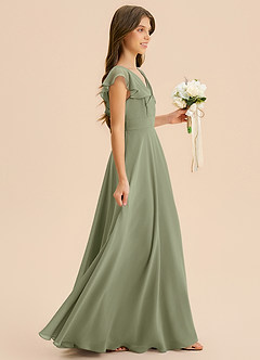 Azazie Anysa Junior Robe Trapèze en Mousseline de soie Rayé Pistache image4