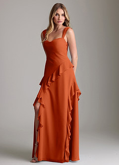 Azazie Sloane Bridesmaid Dresses Burnt Orange A-Line Sweetheart Neckline Chiffon Dress image1