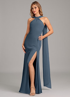 Azazie Kinsley Bridesmaid Dresses Neptune Mermaid Pleated Chiffon Dress image1