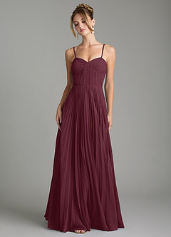 Azazie Teagan Robes de demoiselle d'honneur Robe Trapèze en Mousseline de soie Encolure en Forme de Cœur Cabernet image4