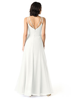 Azazie Janine Bridesmaid Dresses White A-Line V-Neck Chiffon Dress image4