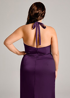 Azazie Valerie Bridesmaid Dresses Grape Mermaid Pleated Stretch Satin Dress image2