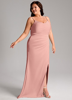 Azazie Deandra Bridesmaid Dresses Rosette Mermaid Pleated Stretch Satin Dress image11