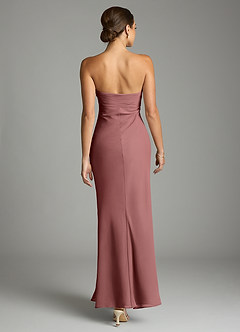 Azazie Saylor Vestidos de damas de honor Vestido de Rosa Del Desierto de Gasa de Corte Sirena con Sin tirantes image11