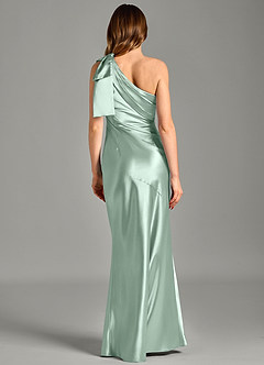 Azazie Yuanna Brudtärnklänningar Klä av Sjöjungfru i Metallisk satin Ena axeln Agave image6