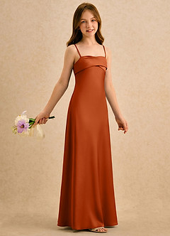 Azazie Mirabella Girls Formal Flower Girl Dresses Burnt Orange Sheath Sweetheart Neckline Stretch Satin Dress image4