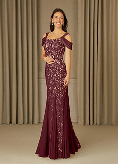 Azazie Claribel vestidos de madre de la novia Vestido de Cabernet de Encaje de Sirena con Vestidos sin tirantes image3