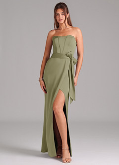 Azazie Jamie Bridesmaid Dresses Pistachio A-Line Strapless Stretch Satin Convertible Dress image1