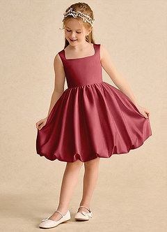 Azazie Nirvana Robe Demoiselle D'honneur Fillette Robe Princesse en Mat Satiné Rayé Grenade image3