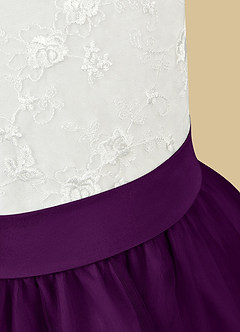 Azazie Vetty Abiti da Ragazza di Fiori Abito A-Line in Tulle Pizzo Avorio Uva image11