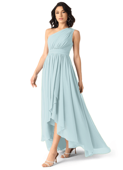 Azazie Mathilda Bridesmaid Dresses Mist A-Line One Shoulder Chiffon Dress image3