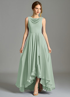 Azazie Wonderland Bridesmaid Dresses Agave A-Line Pleated Chiffon Dress image4