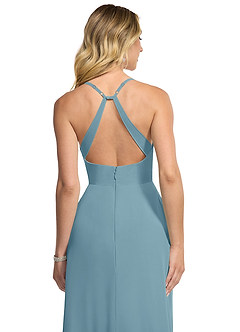 Azazie Davis Bridesmaid Dresses Moody Blue A-Line V-Neck Chiffon Dress image6